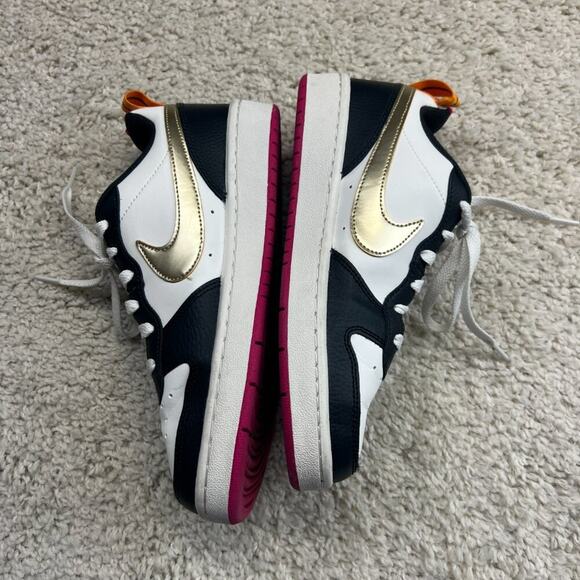 Nike Kids Sneakers Black White with Pink Accents - Picture 3 of 8